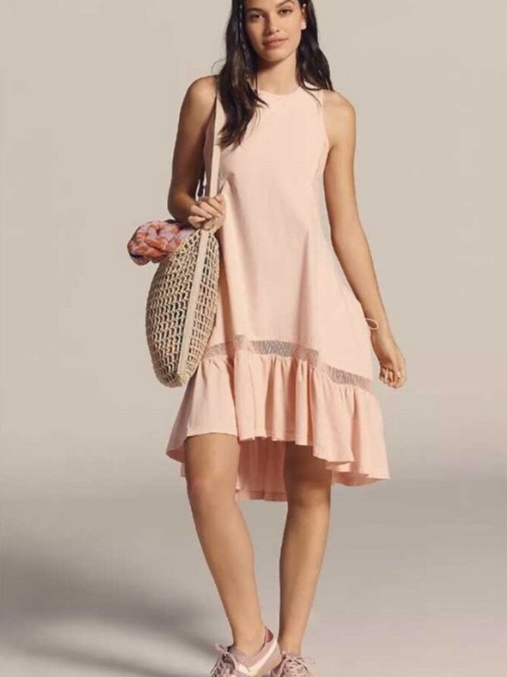 Anthropologie NWT Daily Practice Pale Pink/Peach Sleeveless High-Low Dress XS